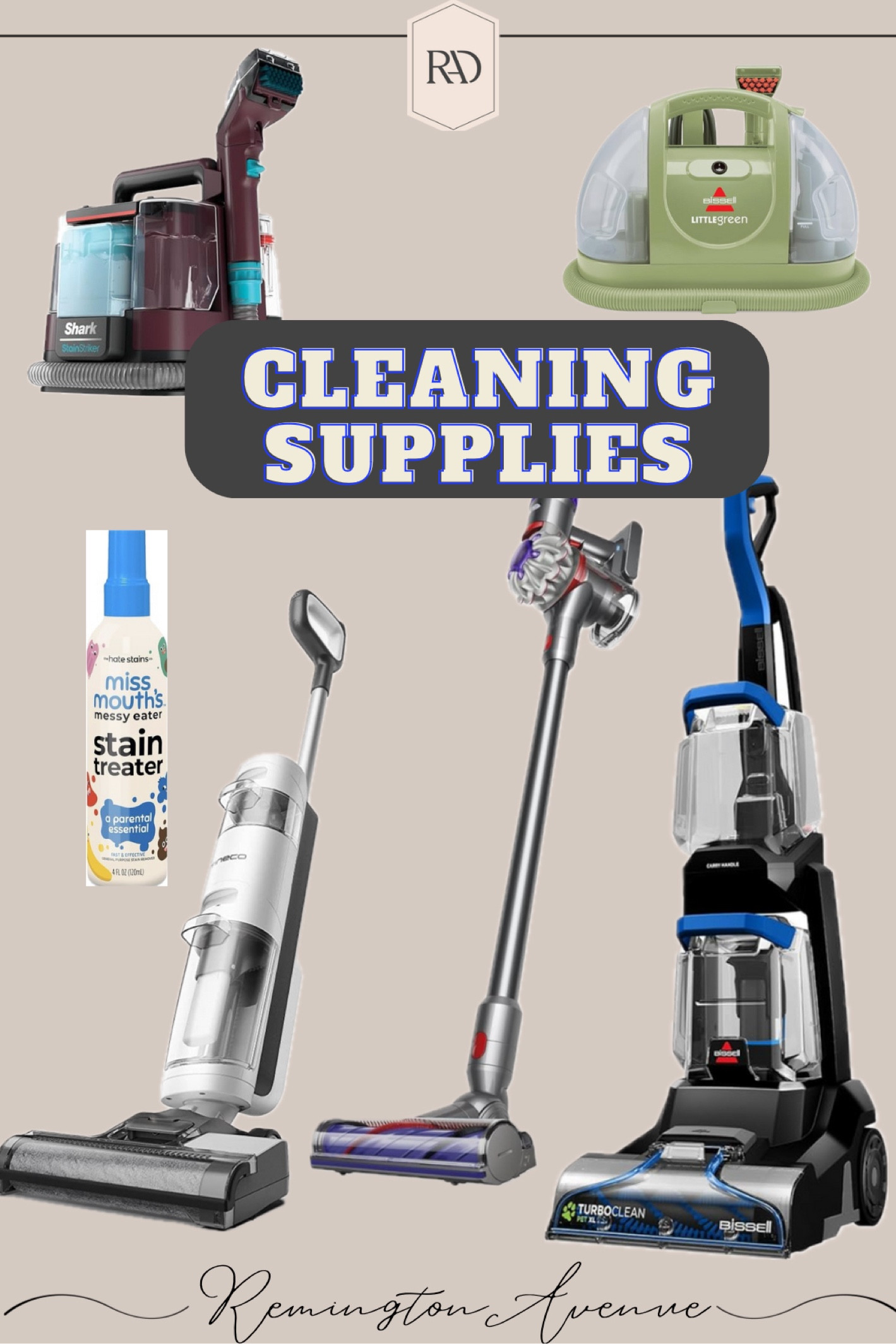 Cleaning Supplies- what we are all shopping for during Amazon prime days! My favorite stain remover Miss mouths messy eater spray, Tineco wet dry vacuum, bissel little green machine, shark handheld stain striker, Dyson V8 cordless vacuum, Bissel turbo clean per xl upright carpet cleaner, legit air purifier, roomba vacuumm

#LTKSaleAlert #LTKHome