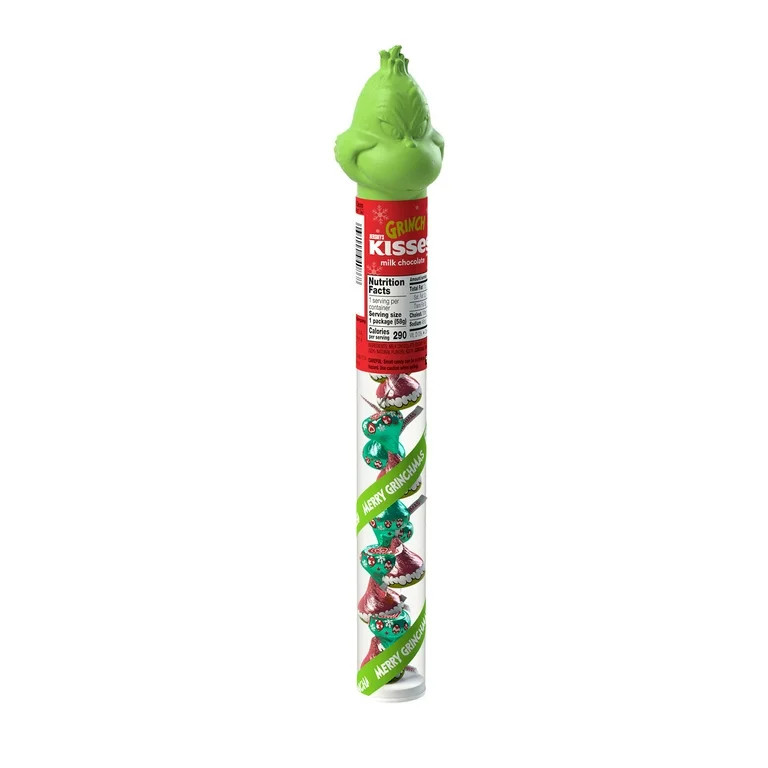 Hershey's Kisses Grinch Milk Chocolate Christmas Candy Stocking Stuffers, Plastic Cane 2.08 oz | Walmart (US)