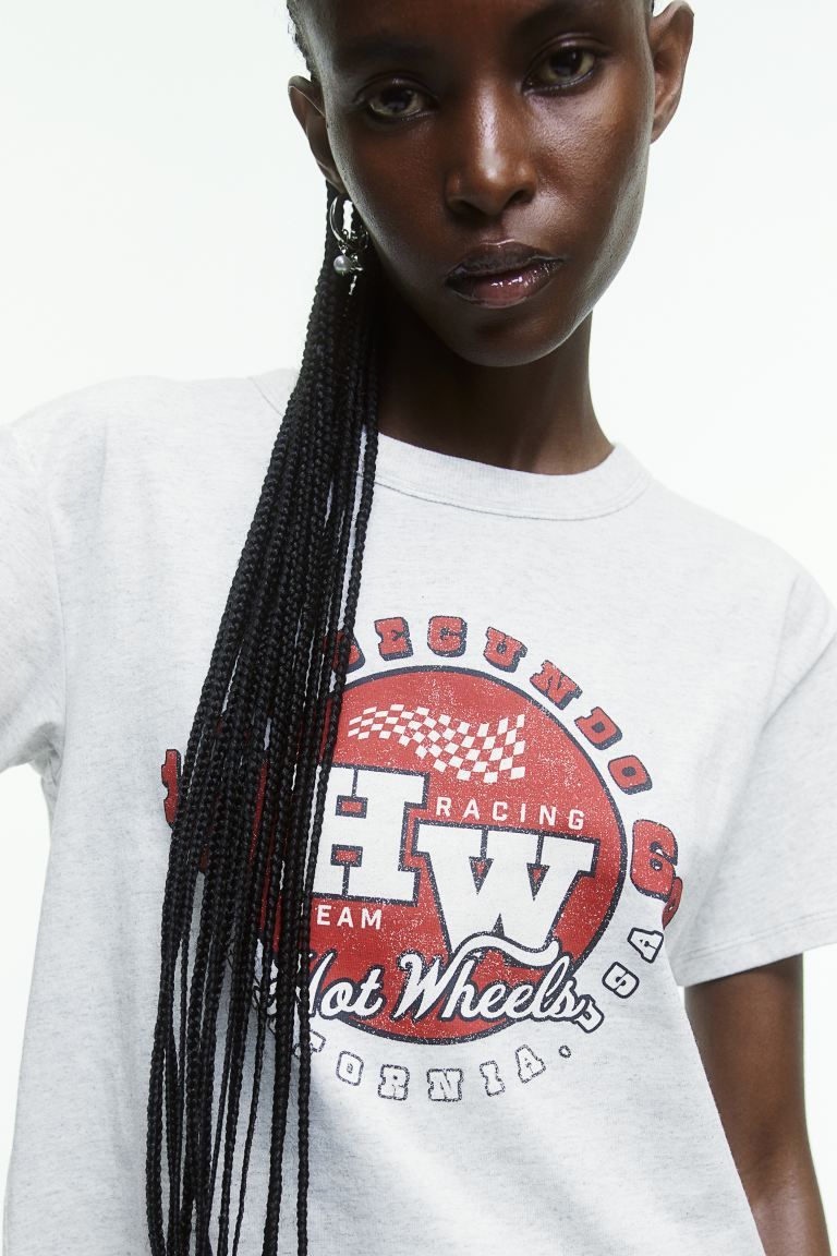 T-shirt met print - Grijs gemêleerd/Hot Wheels - DAMES | H&M NL | H&M (DE, AT, CH, NL, FI)