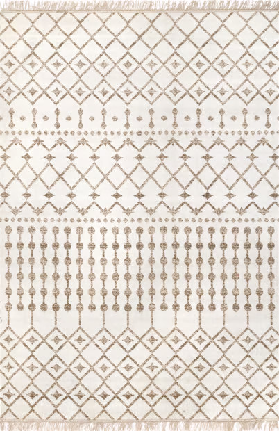 Beige Indoor/Outdoor Trellis With Tassels Area Rug | Rugs USA
