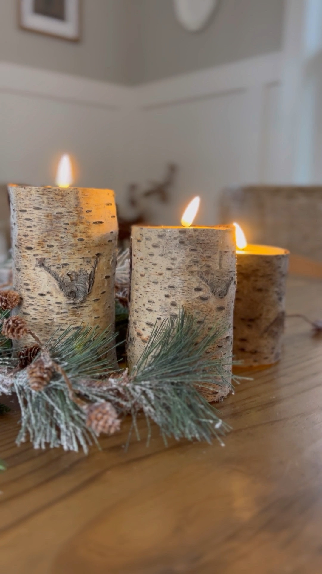 I’ve always loved the look of Birchwood candles, but I always want them to look a little more realistic. When I found Birchwood bark on the side of the road, I knew it was meant to be. I simply bought some flameless candles and glued them on. You can also get really pretty store-bought versions of this candle. 

#LTKHome #LTKVideo #LTKHoliday
