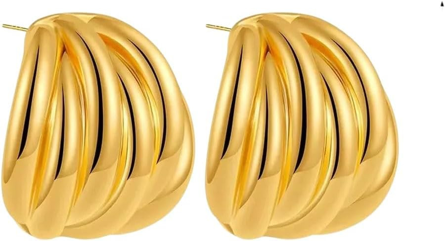 18K Gold Plated Multi-Layer Metal Geometric Knot Stud Earrings Texture Striped Symmetry Statement... | Amazon (US)