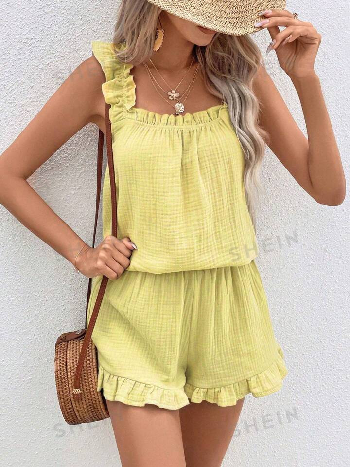 Mousseline Set Lichtgeel | SHEIN