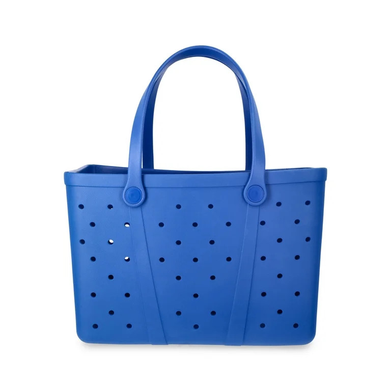 Time and Tru Women's Waterproof EVA Beach Tote Bag, Blue | Walmart (US)