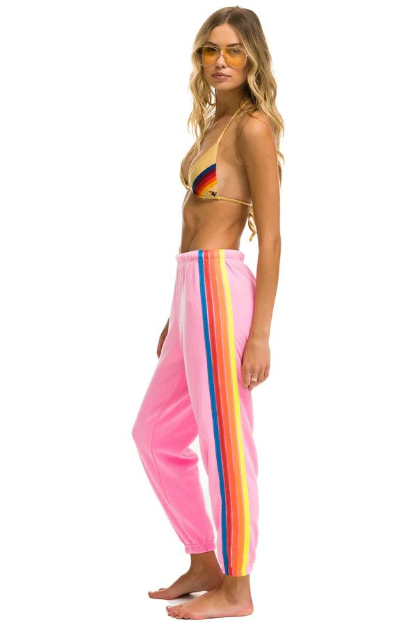 5 STRIPE SWEATPANTS - NEON PINK // NEON RAINBOW | Aviator Nation