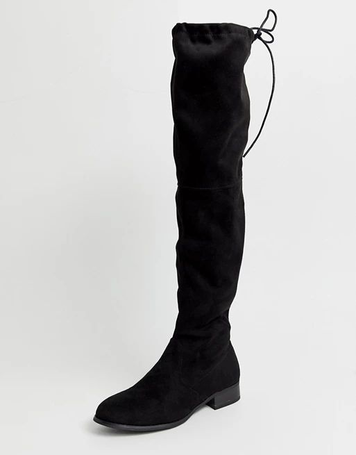 Public Desire Elle flat over the knee boots in black | ASOS (Global)
