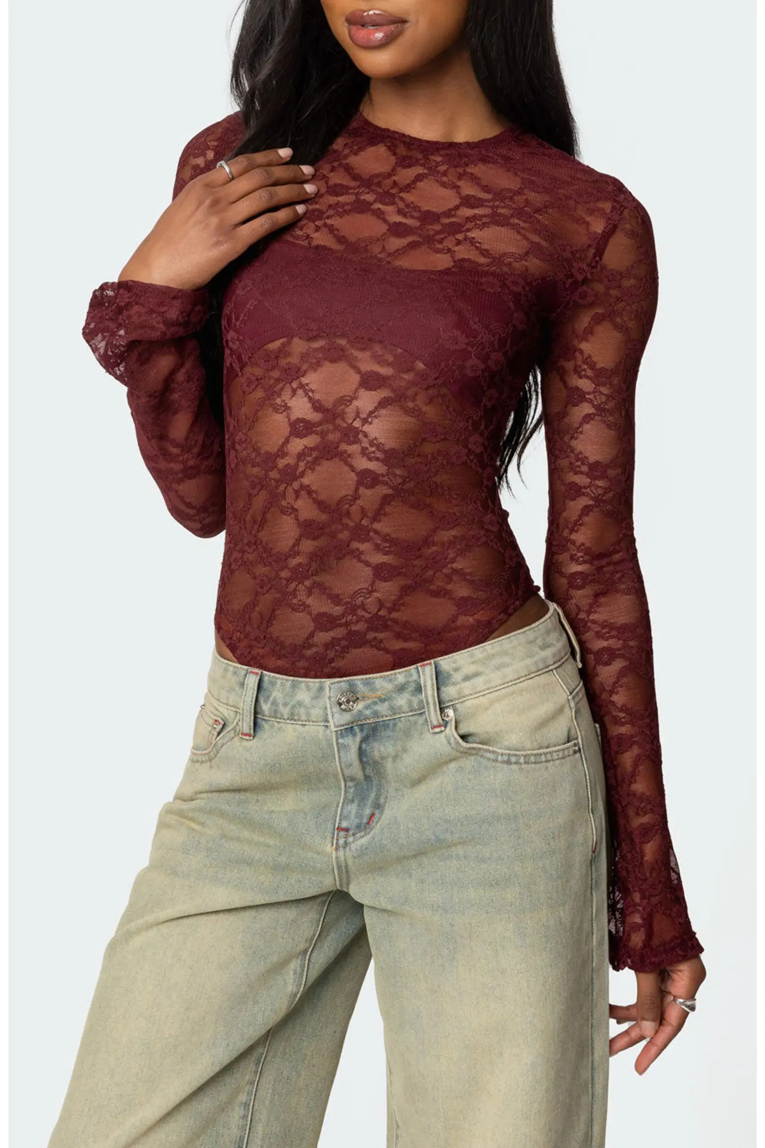 EDIKTED Colette Sheer Lace Bodysuit (Women) | Nordstrom | Nordstrom