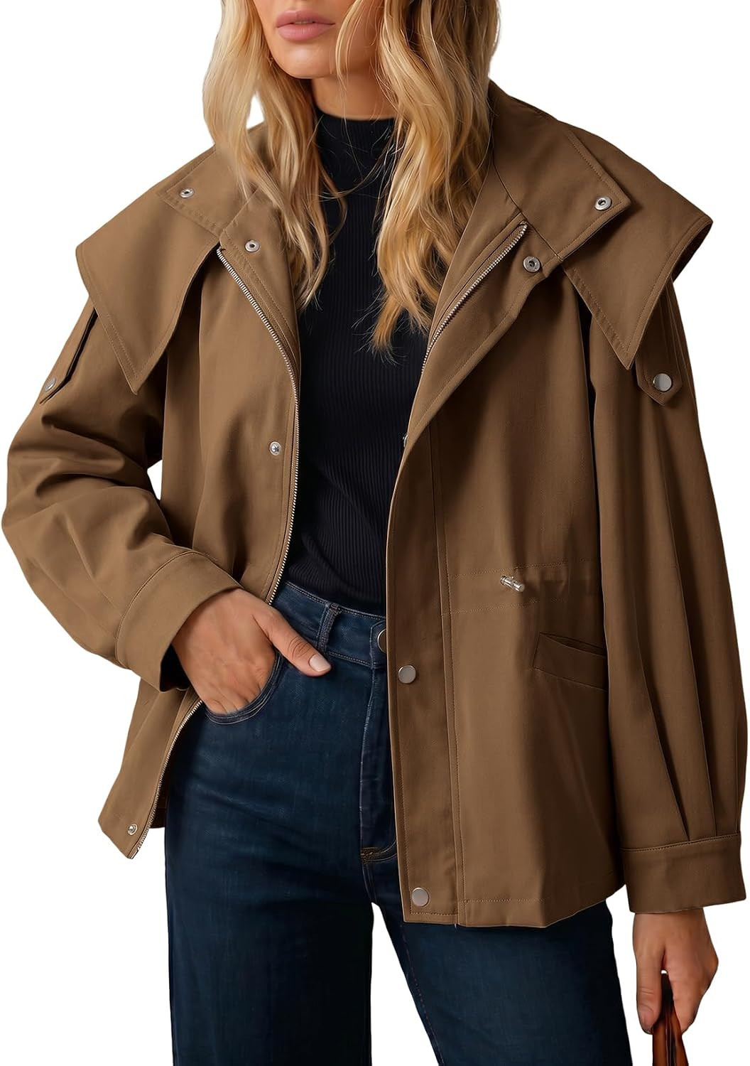 Dokotoo Women's Casual Drawstring Zip Trench Coat 2026 Outerwear Jacket | Amazon (US)