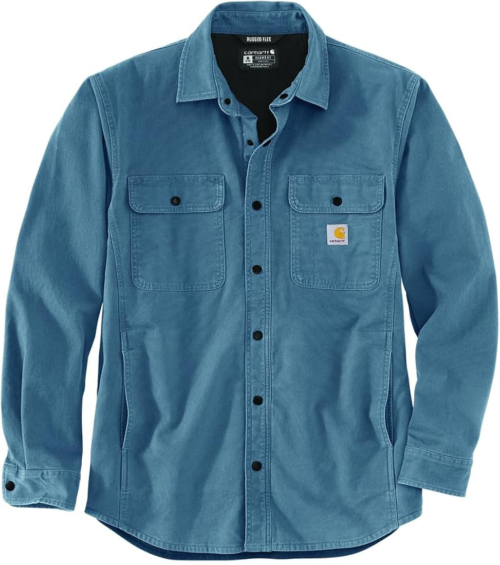 Carhartt Men's Rugged Flex Relaxed Fit Canvas Fleece Lined Shirt Jac | Amazon (US)