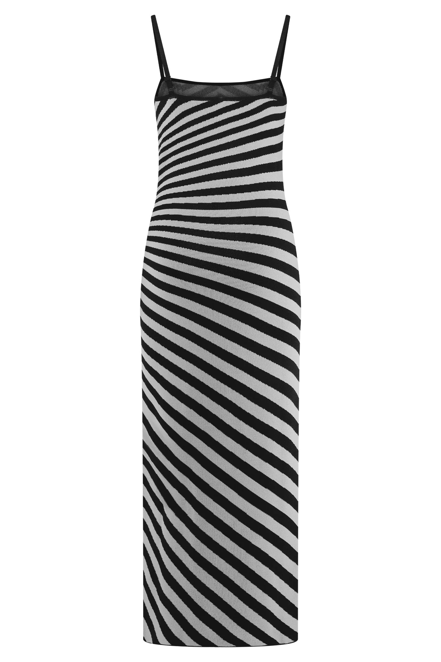 Raven Striped Knit Midi Dress - Black/White | Meshki (APAC)