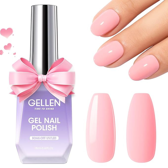 Gellen Pink Gel Nail Polish - 18ml Soak Off UV Led Nail Polish Manicure Nail Art Valentine's Day ... | Amazon (US)