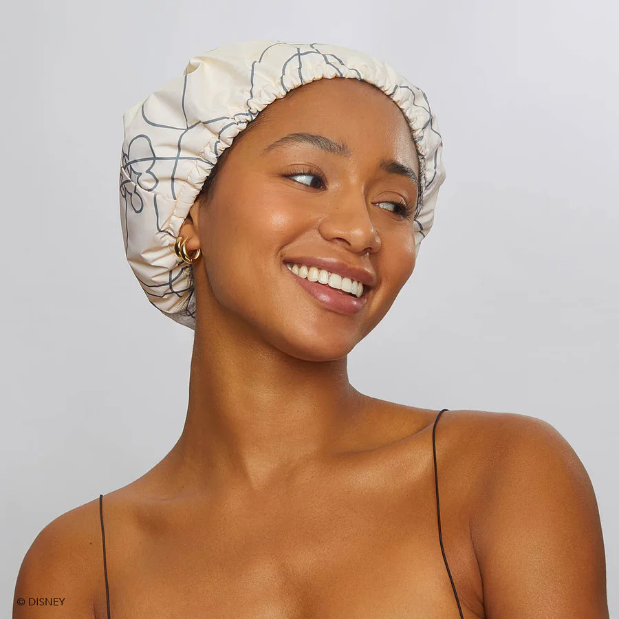 Kitsch x Mickey and Minnie Satin Flexi Shower Cap in Mickey Maze | Kitsch