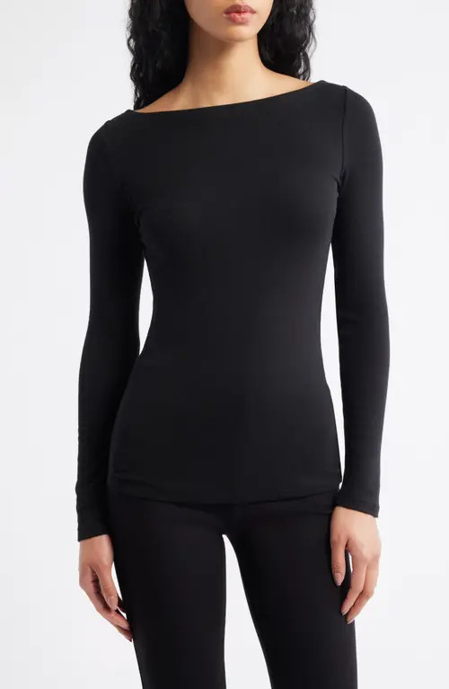 ARTLESS FOREVER LANE BOAT NECK TOP in Black at Nordstrom, Size Small | Nordstrom