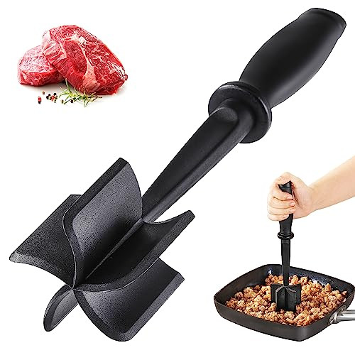 Meat Chopper Masher for Ground Beef and Hamburger Meat, Heat Resistant 5 Curved Blades Ground Beef Smasher, Nylon Meat Spatula Hamburger Chopper, Mix and Chop Kitchen Tool | Amazon (US)