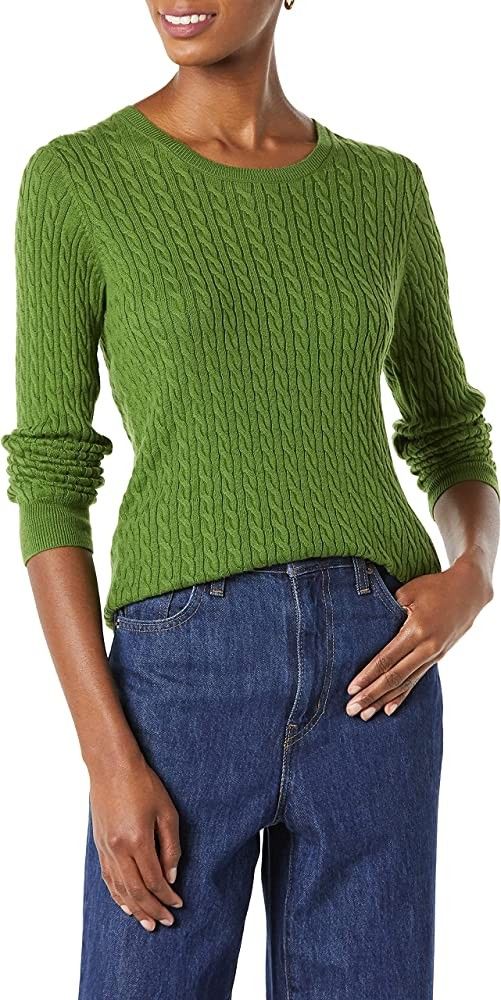 Amazon Essentials Women's Lightweight Long-Sleeve Cable Crewneck Sweater | Amazon (US)