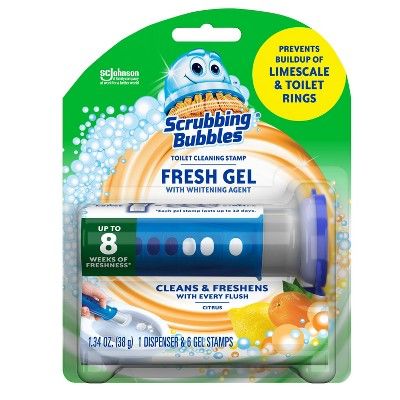 Scrubbing Bubbles Fresh Gel Toilet Cleaning Stamp Citrus Dispenser with 6 Stamps | Target