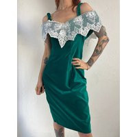 80S 90S Green Velvet Evening Dress/Small | Etsy (US)