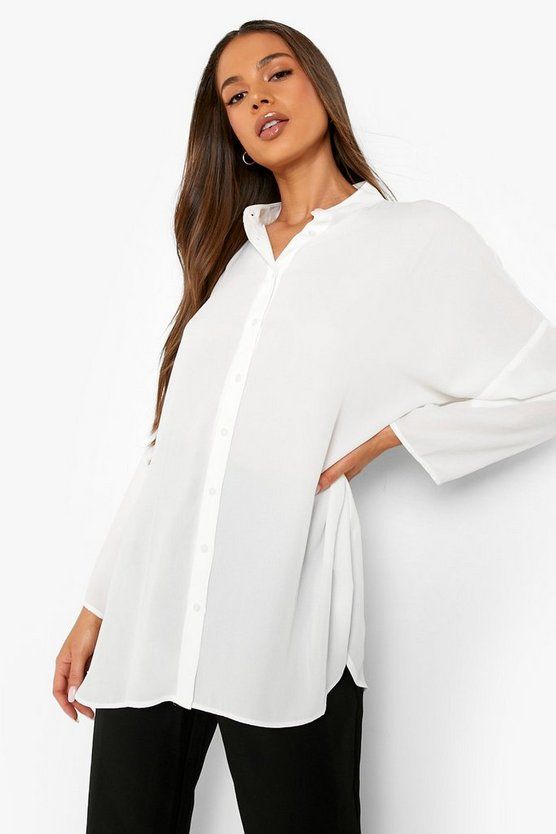 Longline Oversized Sleeve Shirt | Boohoo.com (US & CA)