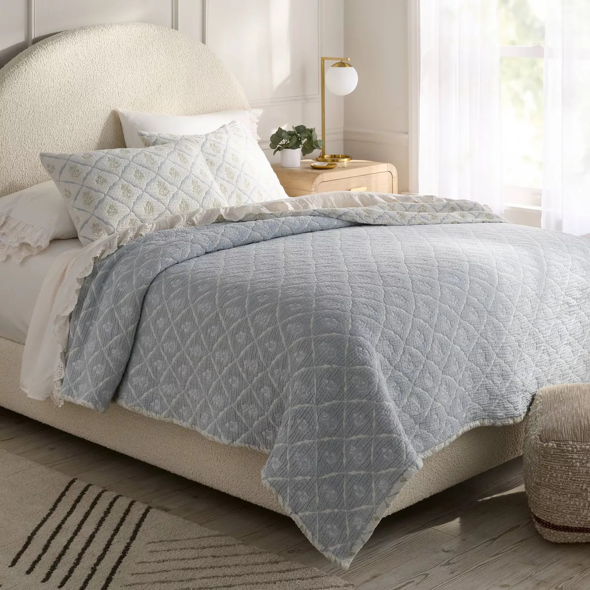 3pc Matelasse Quilt and Shams Set Cottage Floral Green - Threshold™ | Target