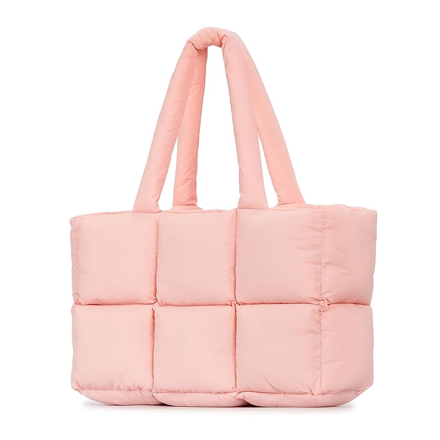 Herald Puffer Tote Bag for Women, Large Quilted Puffy Handbag Lightweight Satchel Purse for Work ... | Amazon (US)