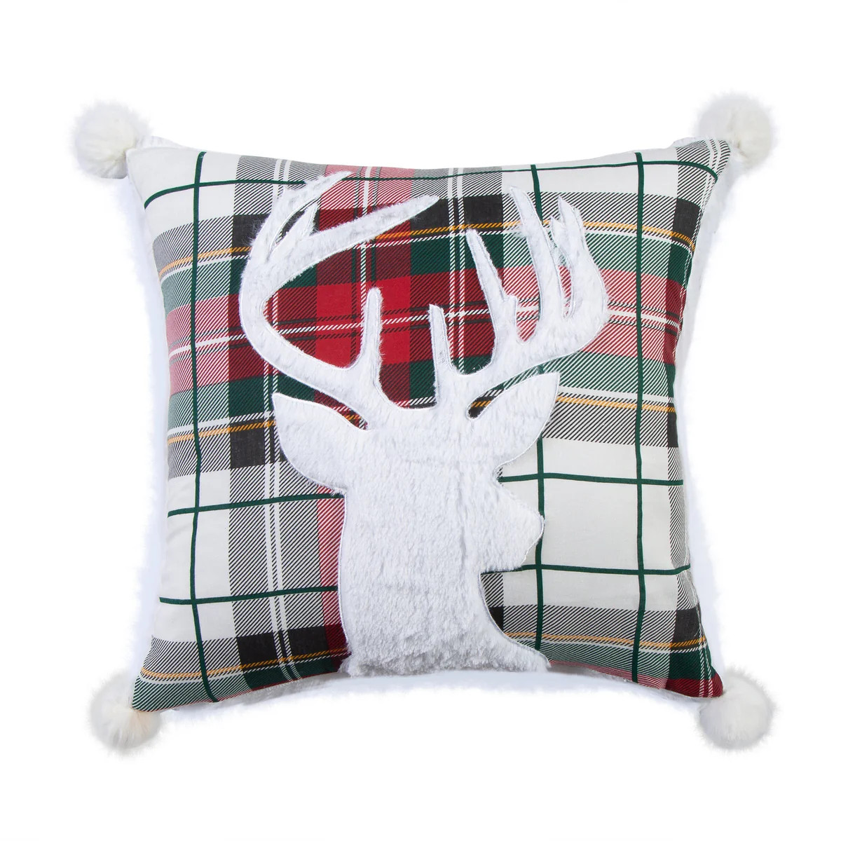 Spencer Plaid Deer Fur Pom Pillow | Levtex Home