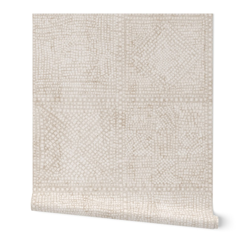 Wallpaper in Mosaic Square Tiles - bleached white | Spoonflower