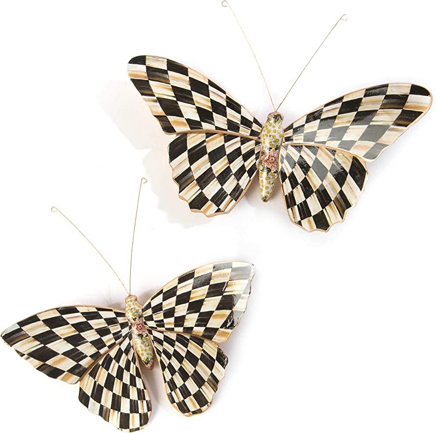 MacKenzie-Childs Courtly Check Butterfly Duo, Hanging Butterfly Wall Decor, Set of 2, Ready to Ha... | Amazon (US)