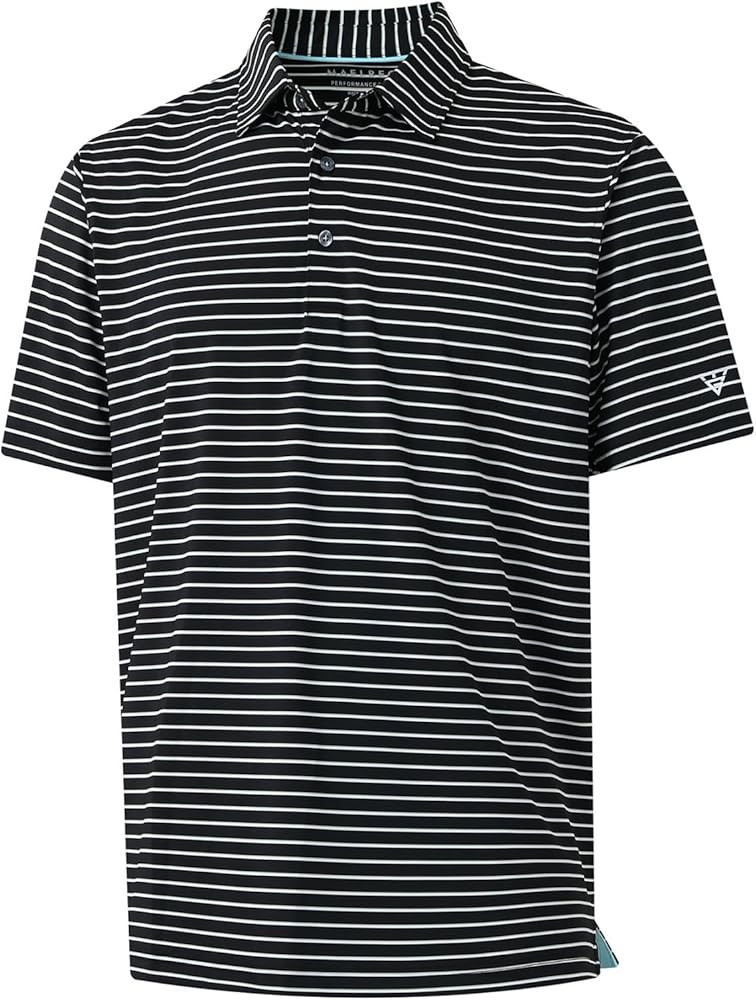 M MAELREG Golf Shirts for Men Moisture Wicking Striped Polo Performance Dry Fit Business Sports M... | Amazon (US)