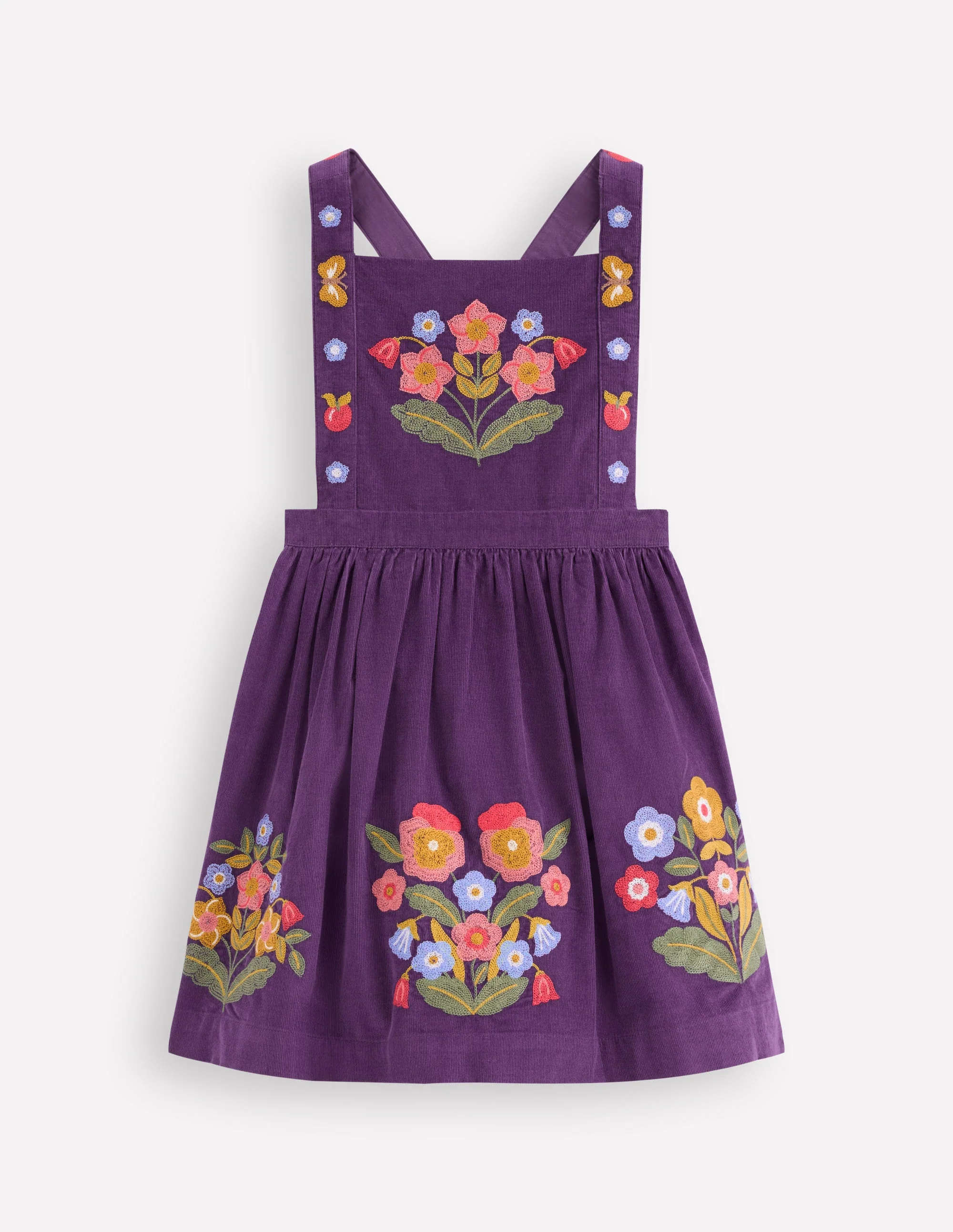 Embroidered Pinafore Dress-Mystic Purple Embroidery | Boden (US)