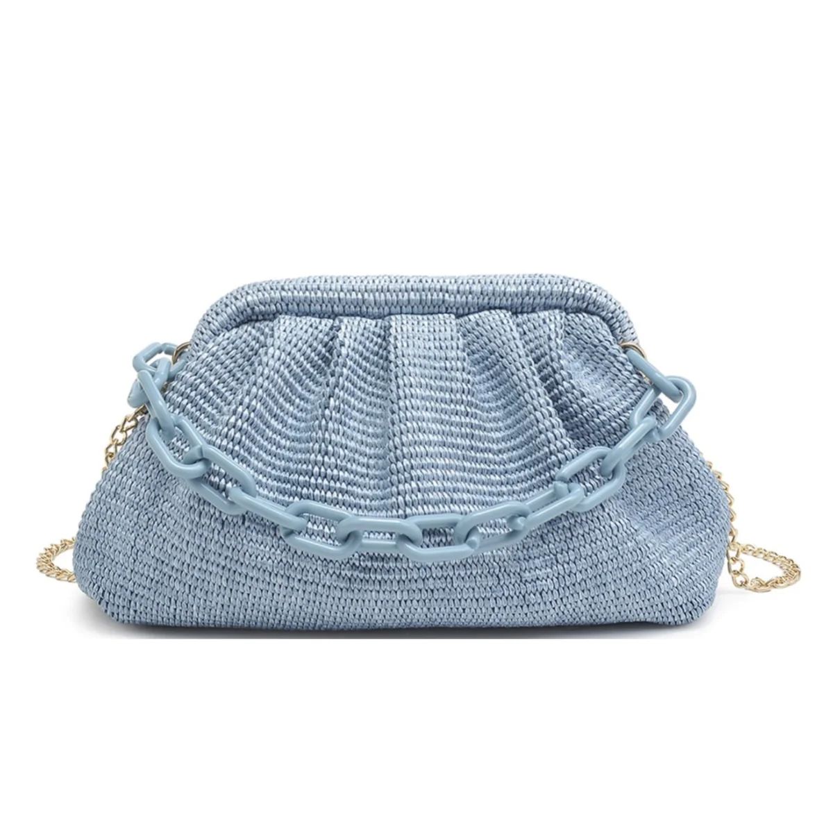 Solana Raffia Clutch Bag (Blue) | Sea Marie Designs