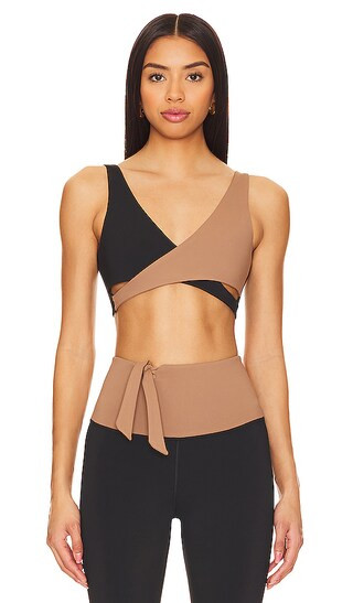 Alicante V Neck Wrap Sports Bra in Biscotti | Revolve Clothing (Global)
