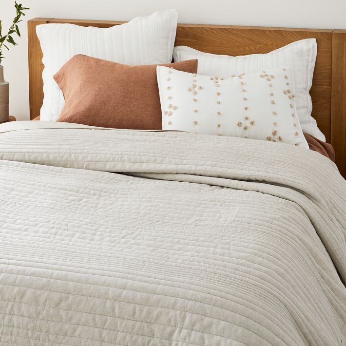 European Flax Linen Linework Quilt & Shams | West Elm (US)
