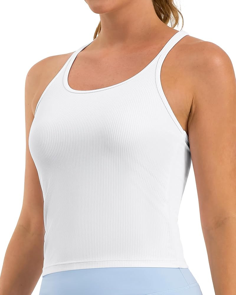 Stelle Women's Sleeveless Tank Tops Scoop Neck Ribbed Racerback Camisole Tops for Workout Casual | Amazon (US)