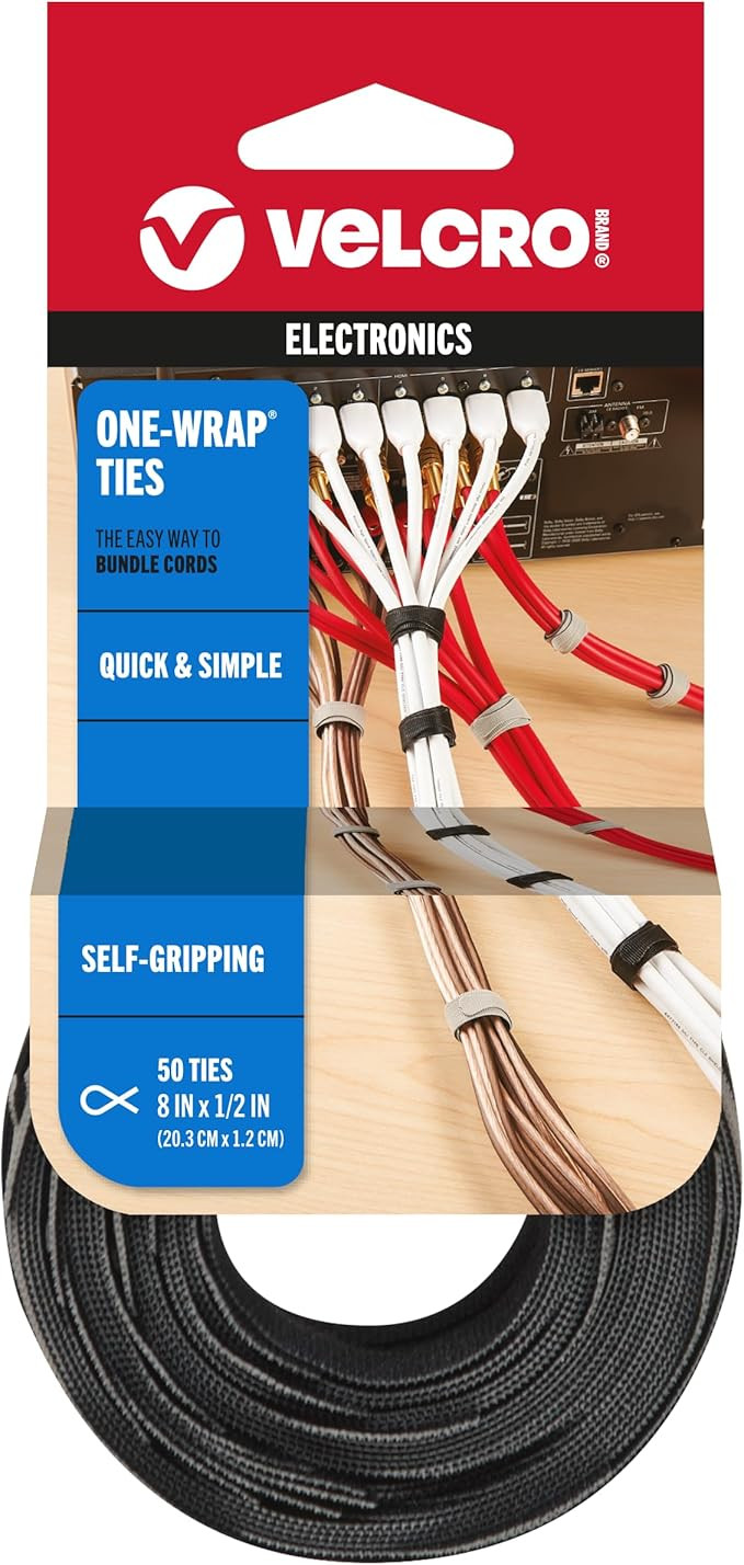 VELCRO Brand ONE WRAP Thin Ties | Strong & Reusable | Perfect for Fastening Wires & Organizing Co... | Amazon (US)
