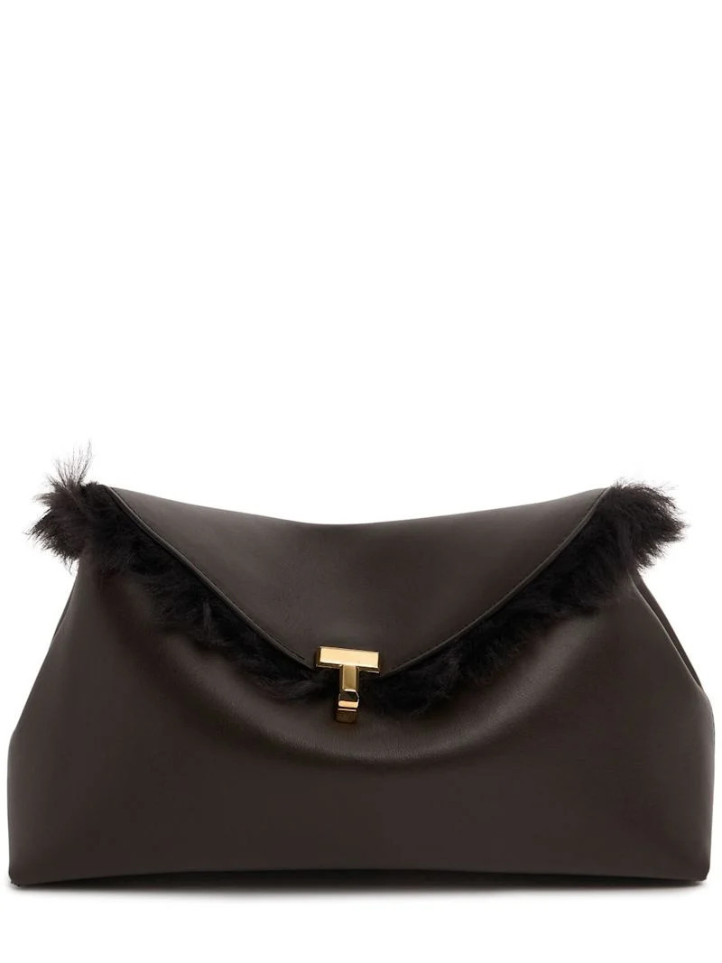T-Lock shiny shearling & nappa clutch | Luisaviaroma