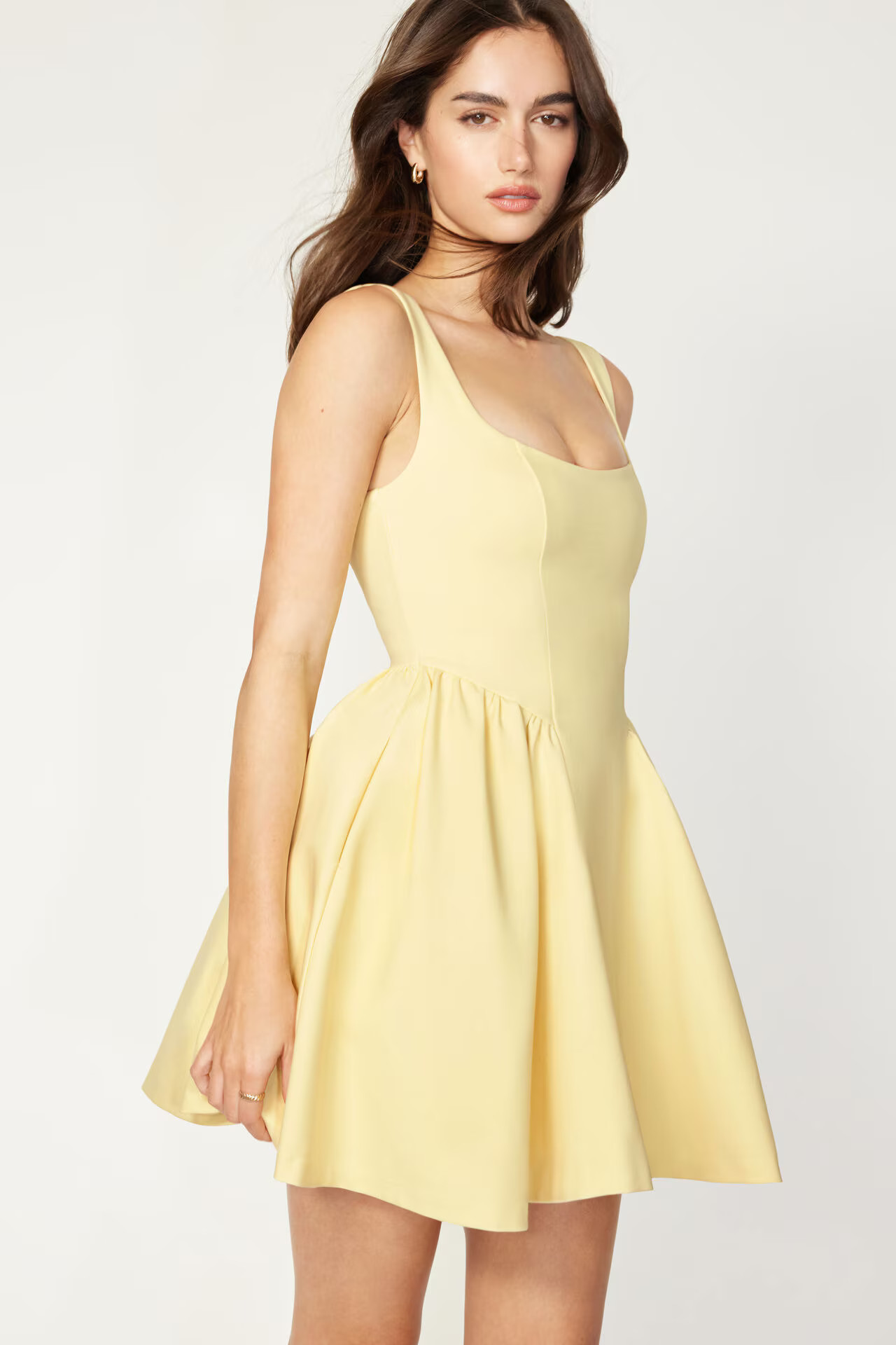 Flared Scoop Neck Ponte Mini Dress | Dynamite Clothing