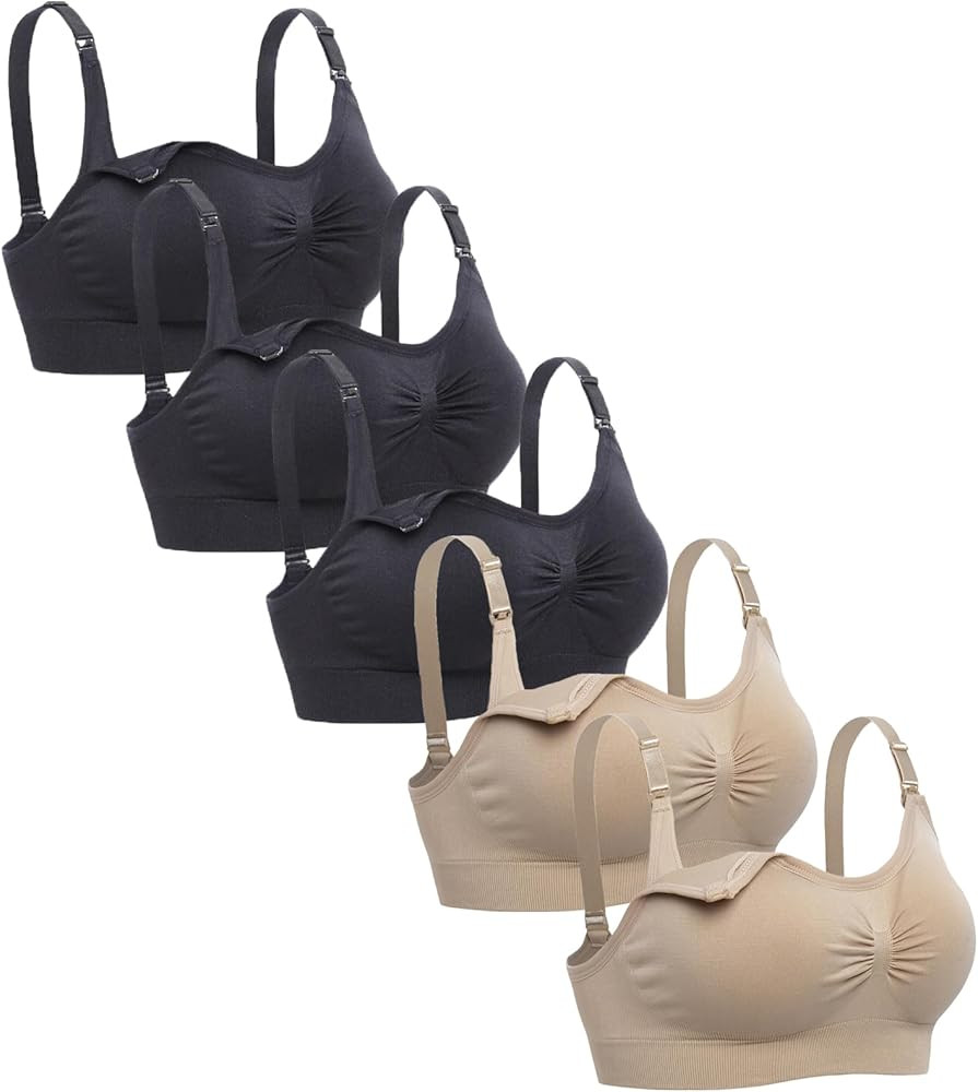 Lataly Womens Seamless Nursing Bra Sleeping Maternity Bralette for Breastfeeding Pack of 3 | Amazon (US)