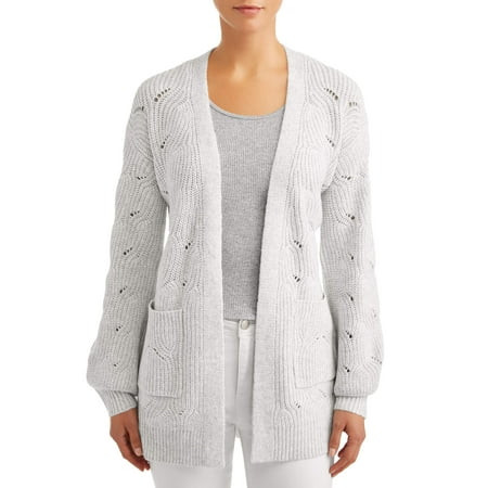 Time and Tru Pointelle Open Cardigan Women's | Walmart (US)