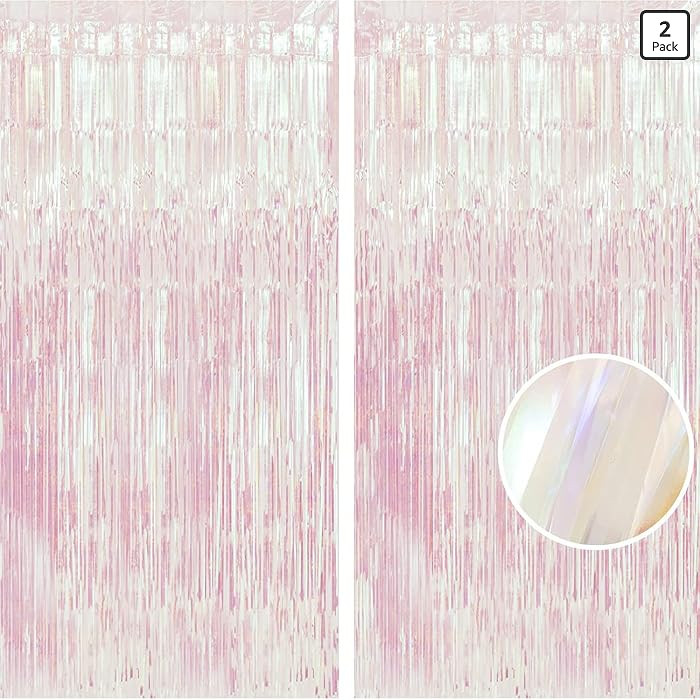BRAVESHINE Iridescent Fringe Backdrop | Holographic Party Streamers Curtain | Amazon (US)