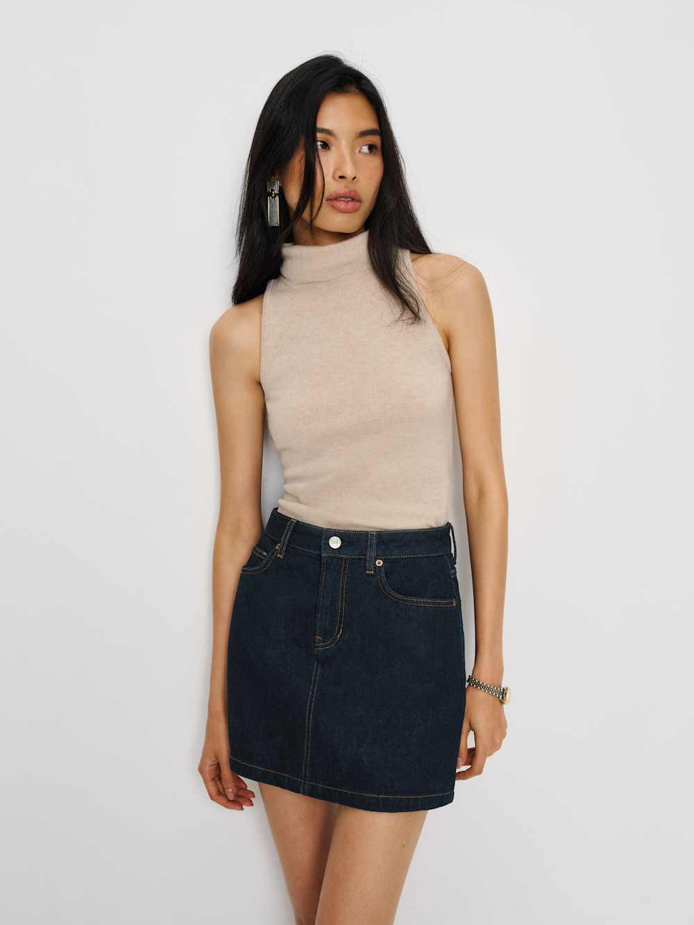 Rue High Rise Denim Mini Skirt | Reformation (Global)