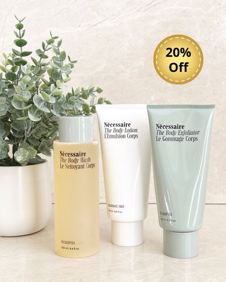 NECESSAIRE Sale.  Save 20% Off Sitewide.  Perfect time to stock up on my Necessaire Eucalyptus Body Care favorites 🌿

Necessaire eucalyptus body wash, body exfoliator, fragrance free body lotion, hand lotion, Necessaire body retinol 

#LTKSaleAlert #LTKOver40 #LTKBeauty