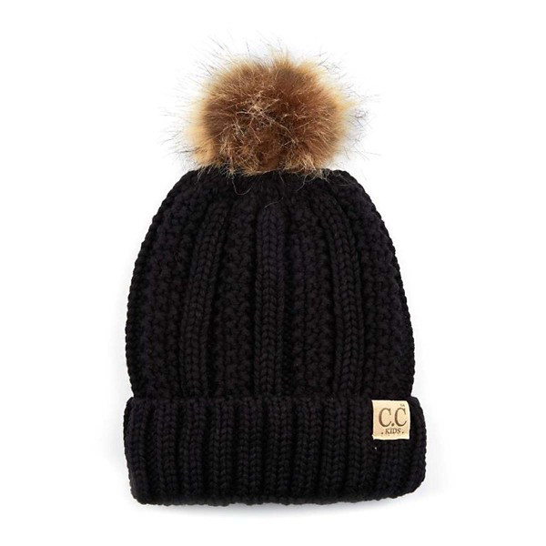 Kids' C.C Fleece Lined Pom Beanie One Size Black | Scheels