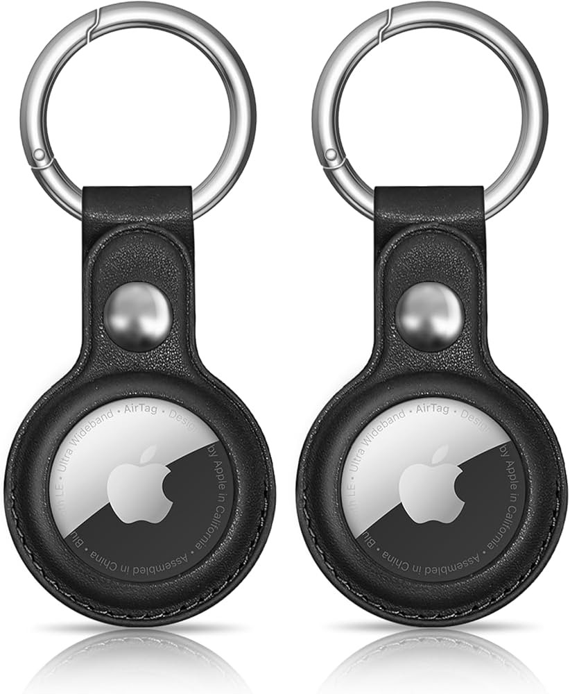 Woyinger Air Tag Keychain for Apple Airtags Holder,2 Pack Protective Leather Airtag Case Tracker ... | Amazon (US)