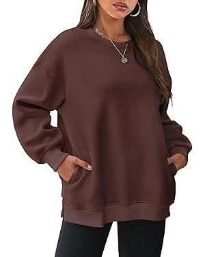 WIHOLL Womens Oversized Sweatshirts Crewneck Long Sleeve Tops Fleece Pullover Fall Fashion Clothe... | Amazon (US)