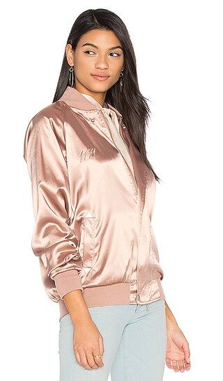 Hotel 1171 Hotel CA Satin Bomber in Rose Taupe | Revolve Clothing