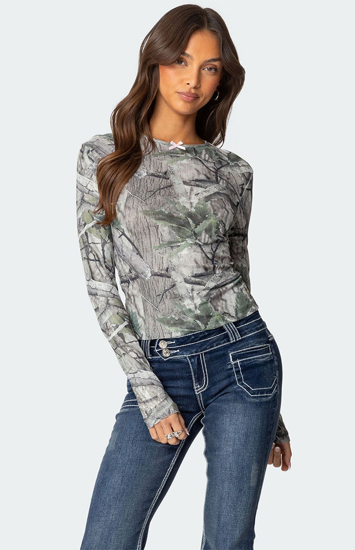Edikted Women's Camo Babe Top in Olive - Size XL | PacSun