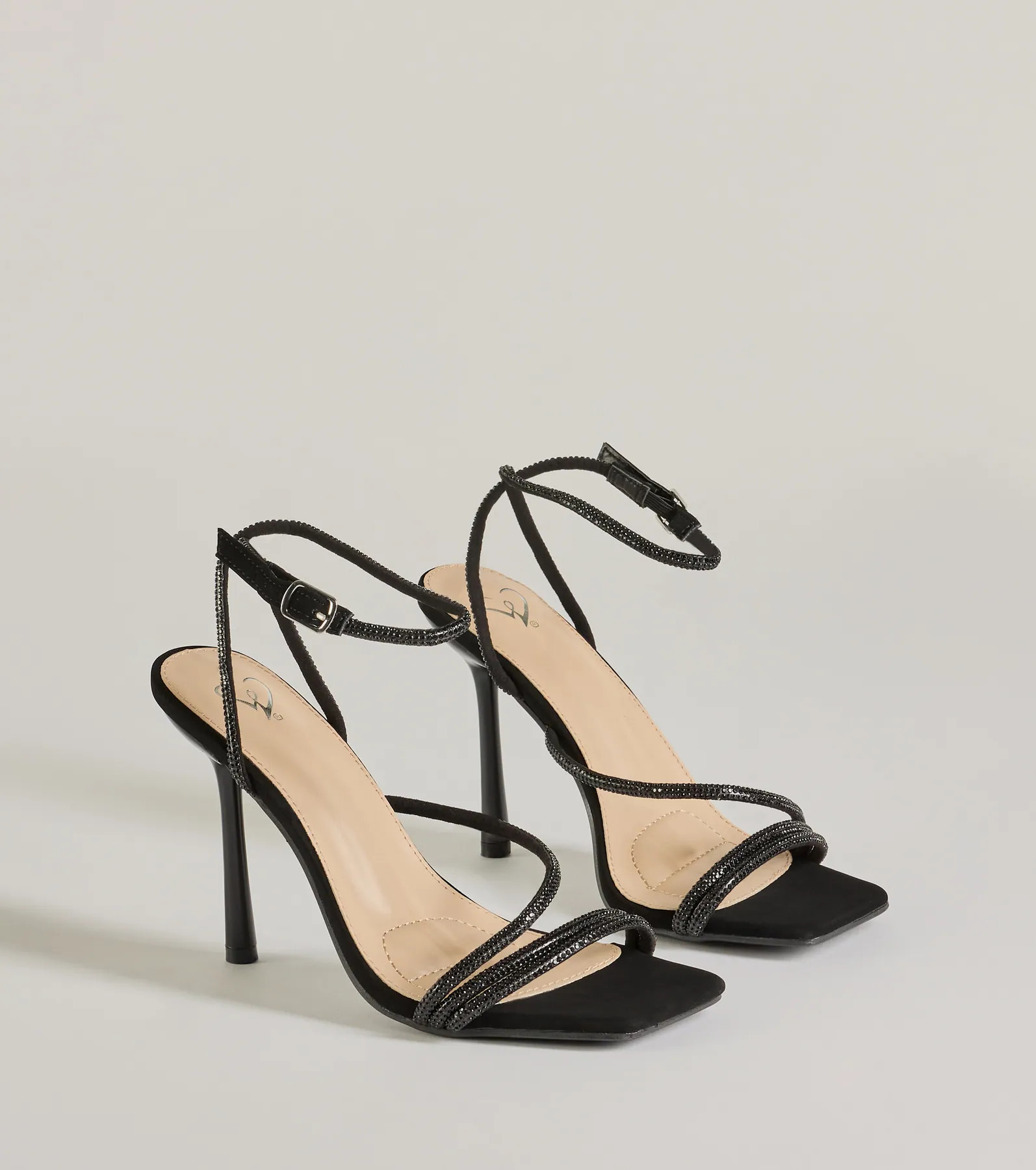 Amped Up Glam Rhinestone Strappy Stiletto Heels | Windsor Stores