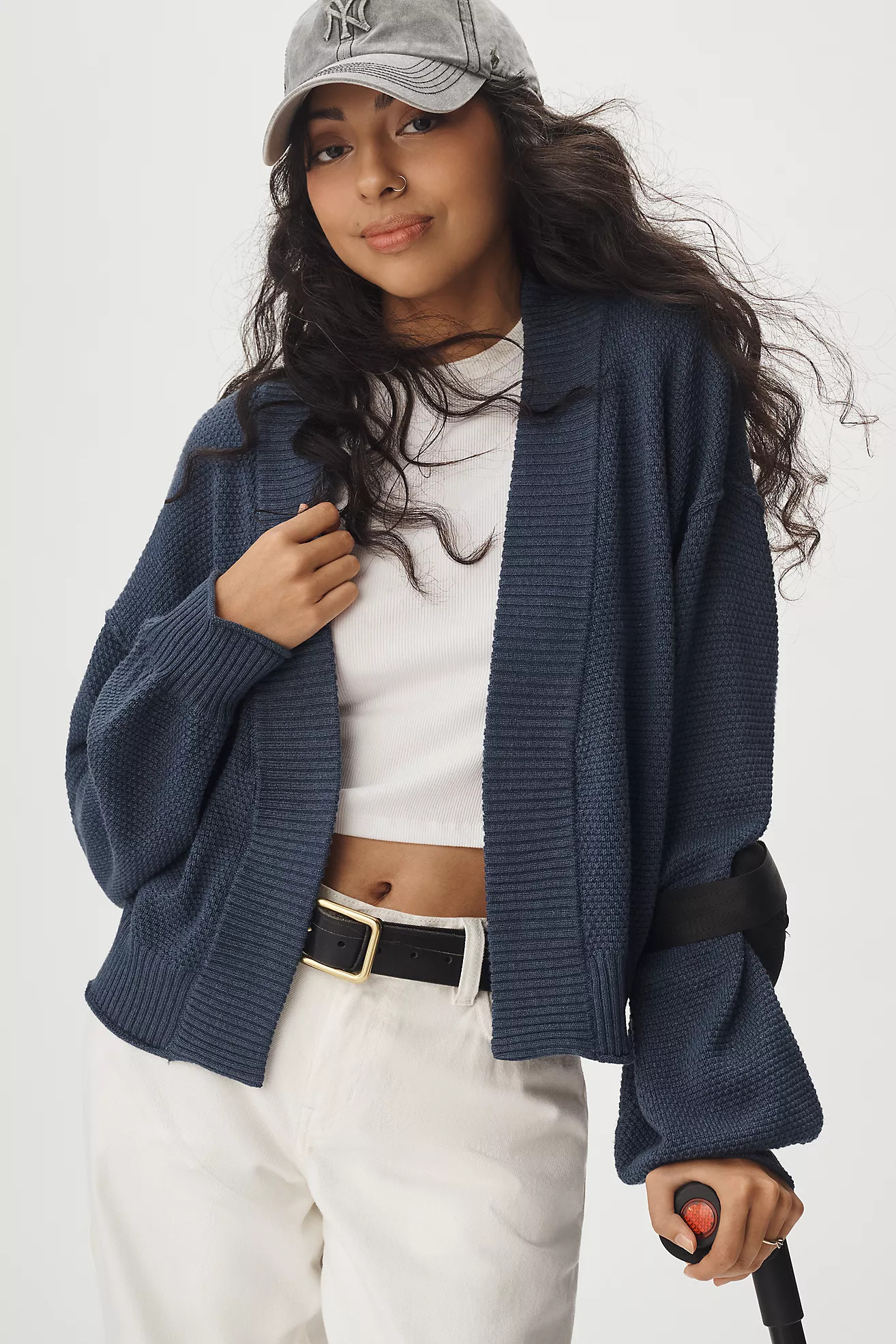 The Livvy Waffle Knit Cardigan Sweater by Flat White | Anthropologie (US)