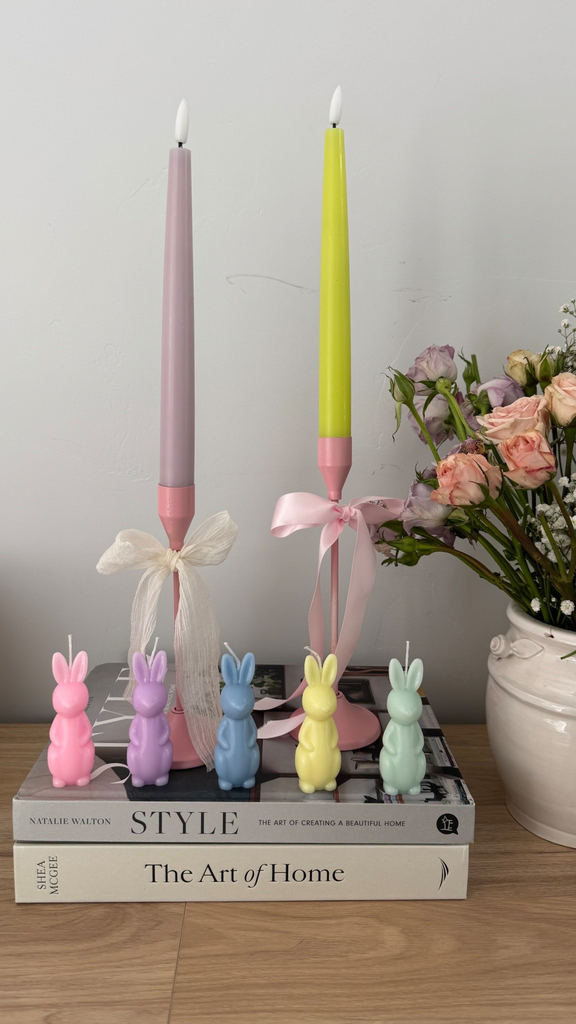 The cutest bunny candles for Easter. They make the cutest Easter decor 