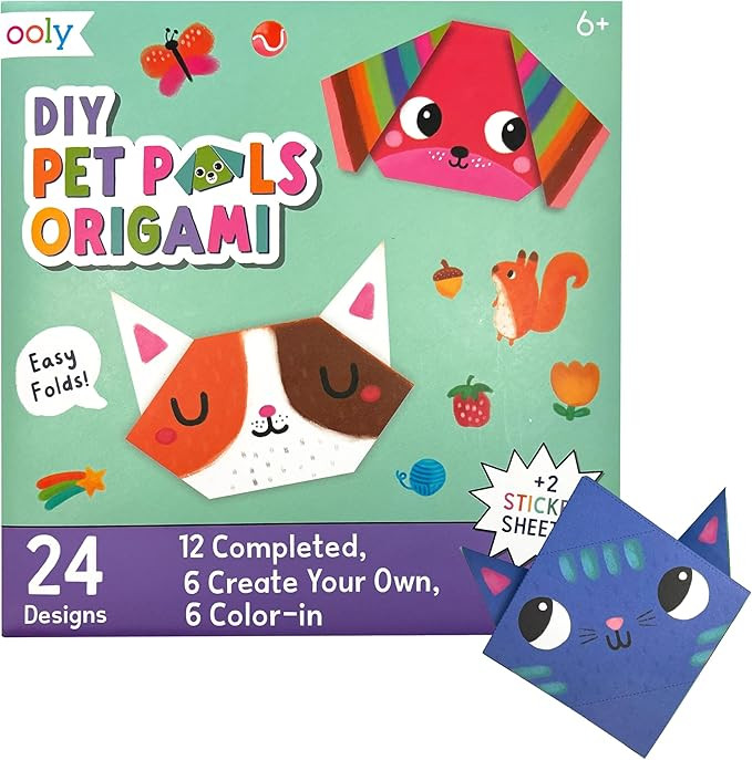Ooly DIY Paper Kit, 24 Animal Origami Designs & Stickers, Kit Includes 12 Completed, 6 Blank and ... | Amazon (US)